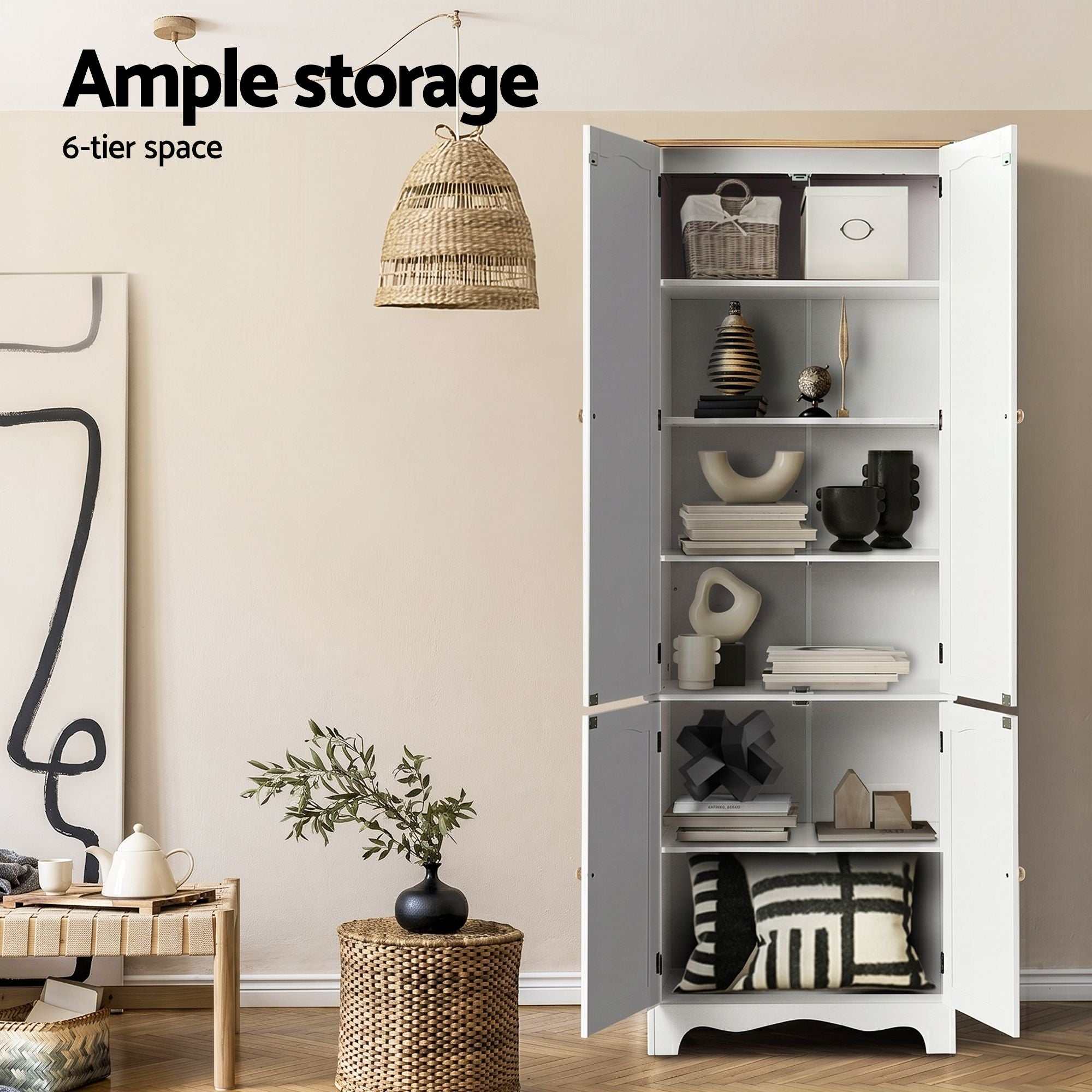 Artiss 2x Buffet Sideboard Pantry Cabinet Cupboard 6-Tiers Storage Shelves BERNE