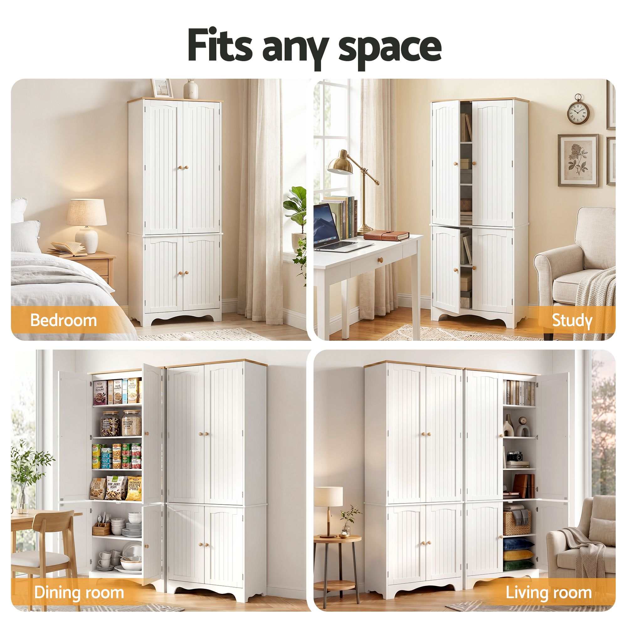 Artiss 2x Buffet Sideboard Pantry Cabinet Cupboard 6-Tiers Storage Shelves BERNE
