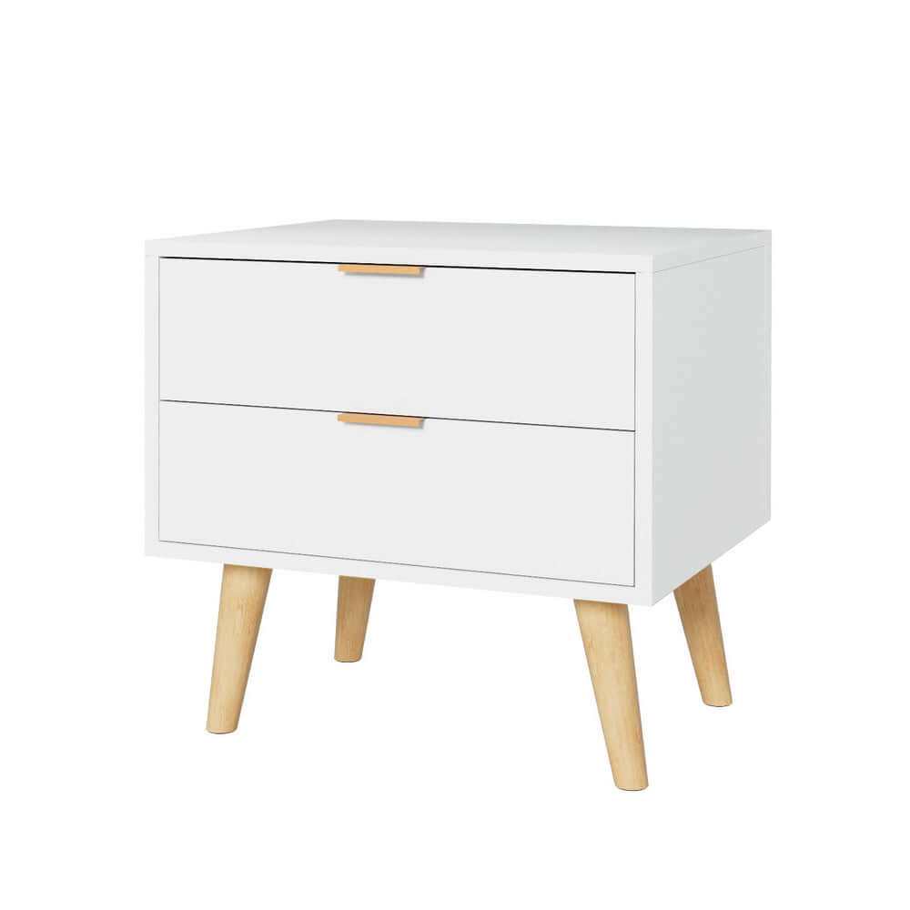 Artiss Bedside Table 2 Drawers - White