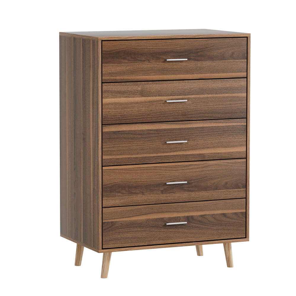 MIRI Walnut Drawer Chest 5 Drawers