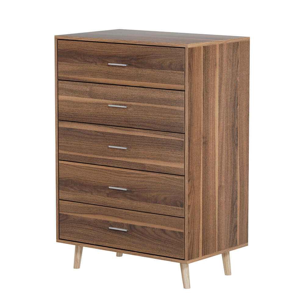MIRI Walnut Drawer Chest 5 Drawers