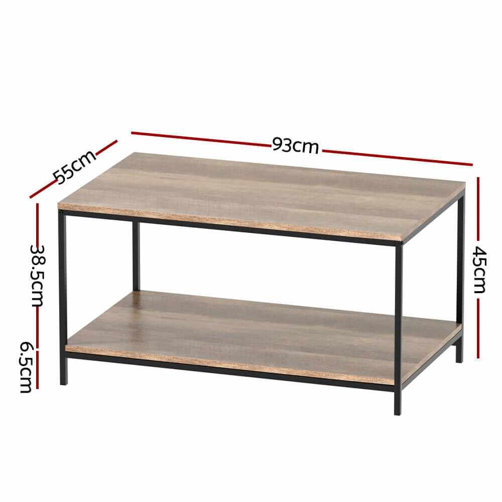 Artiss Solid Walnut Rectangular Coffee Table 93CM