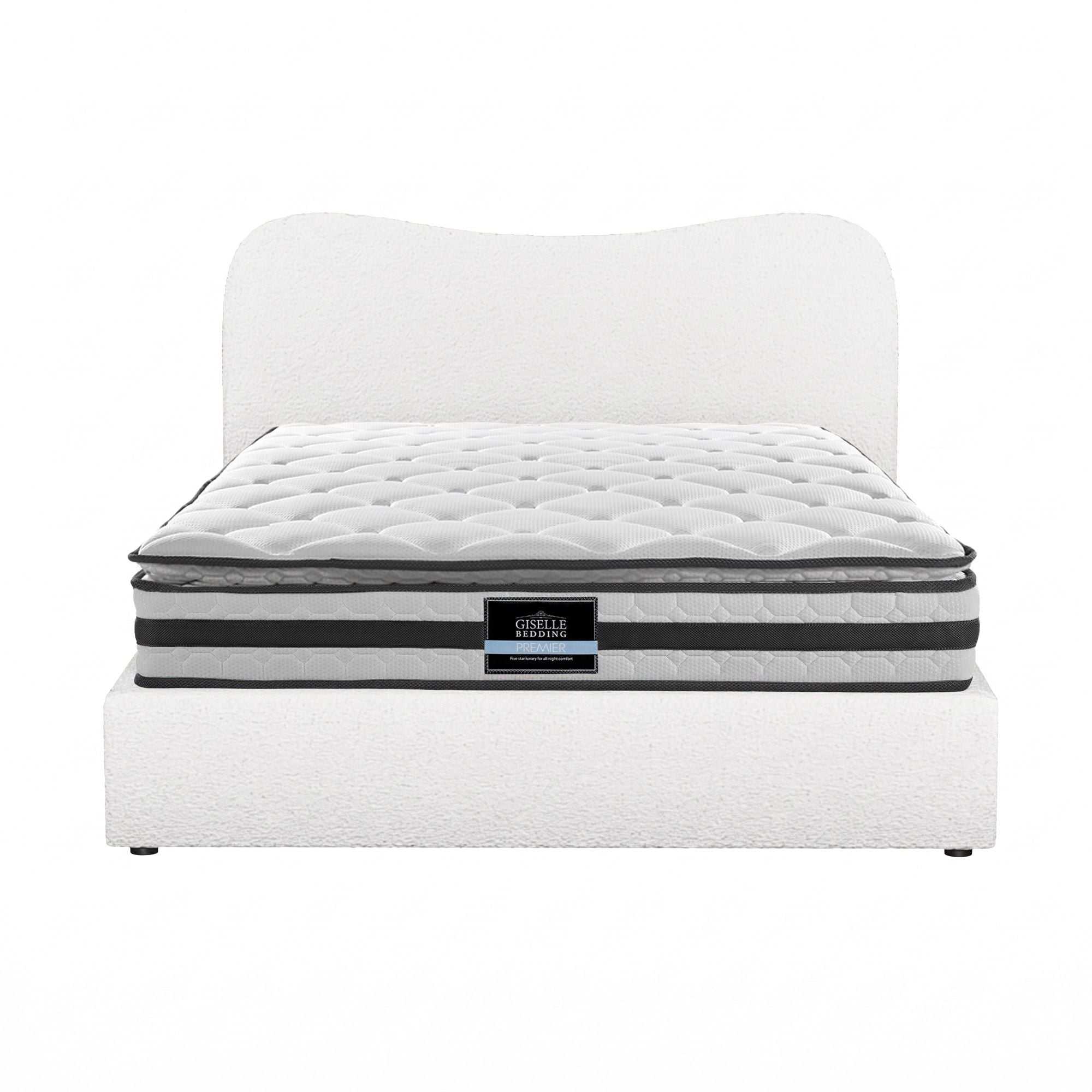 Giselle 21cm Bonnell Pillow Top Mattress Artiss Double Boucle Bed Frame Set