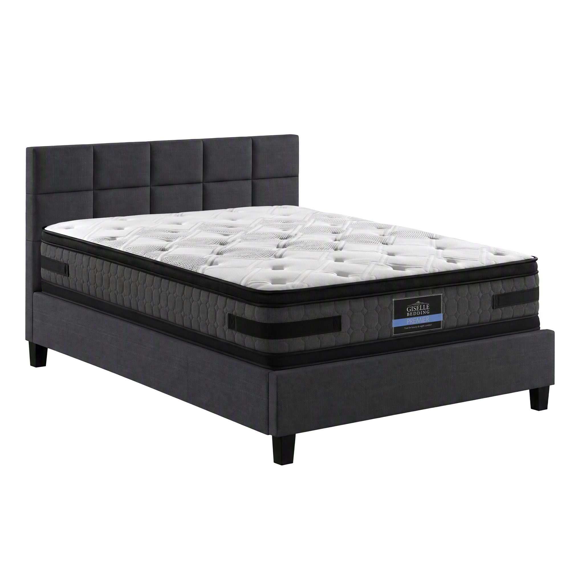 Giselle Mattress & Artiss Queen Bed Frame Bundle, 36cm Double Sided Euro Top Mattress