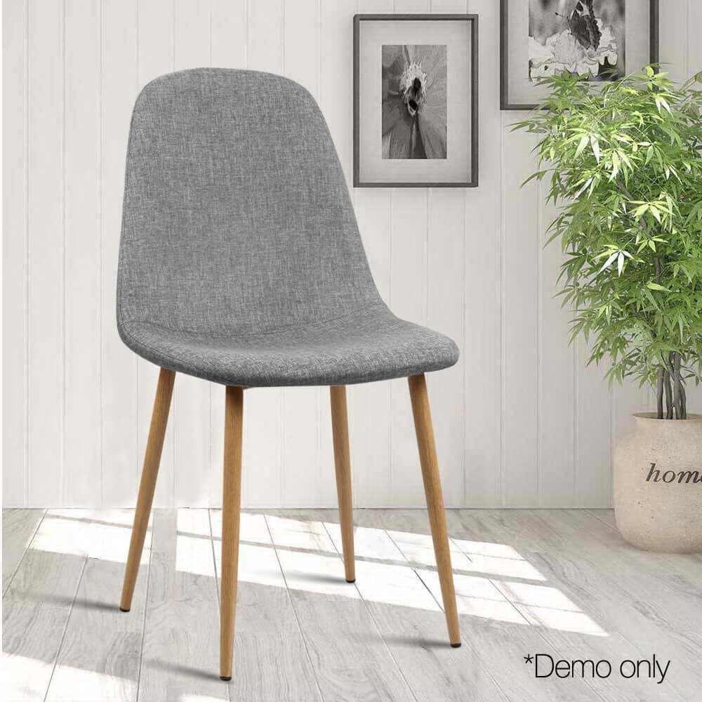 Artiss Dining Chairs Set of 4 Linen Curved Slope Grey