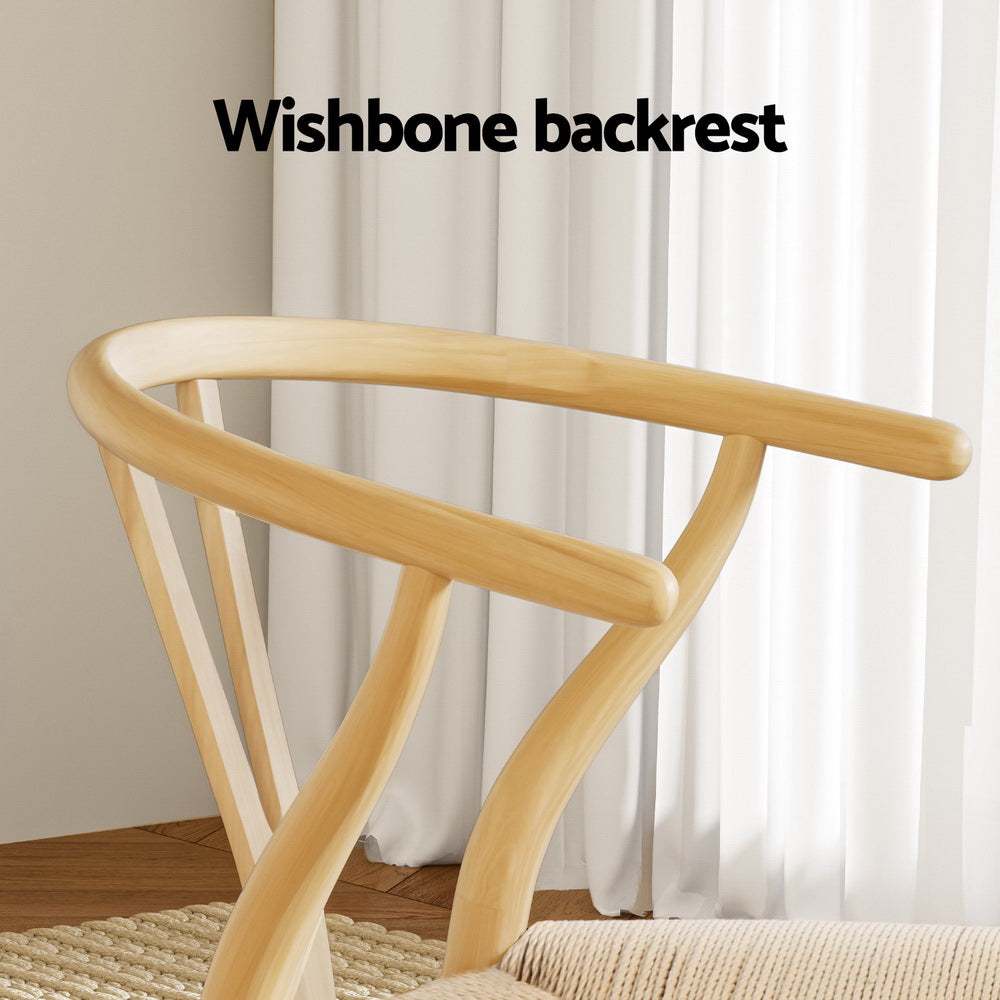Artiss Wishbone Dining Chair with wooden frame and wishbone backrest.
