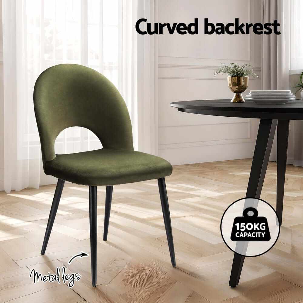 green velvet dining chairs