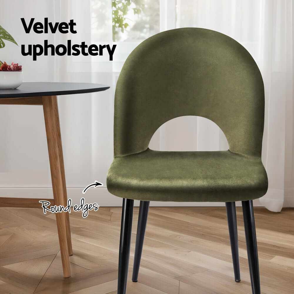 green velvet dining chairs