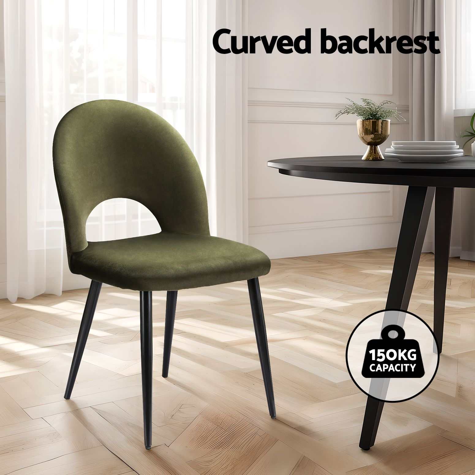 Artiss Dining Chairs Set of 6 Velvet Hollow Green
