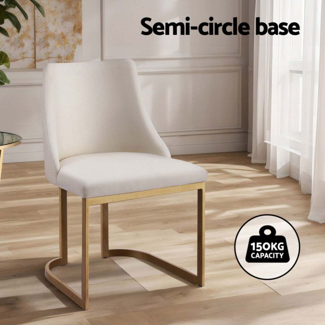 Artiss Dining Chairs Set of 4 Linen Fabric Frame Beige