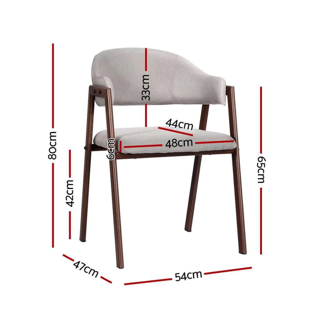Nadi Linen Dining Chairs Set of 2 - Grey