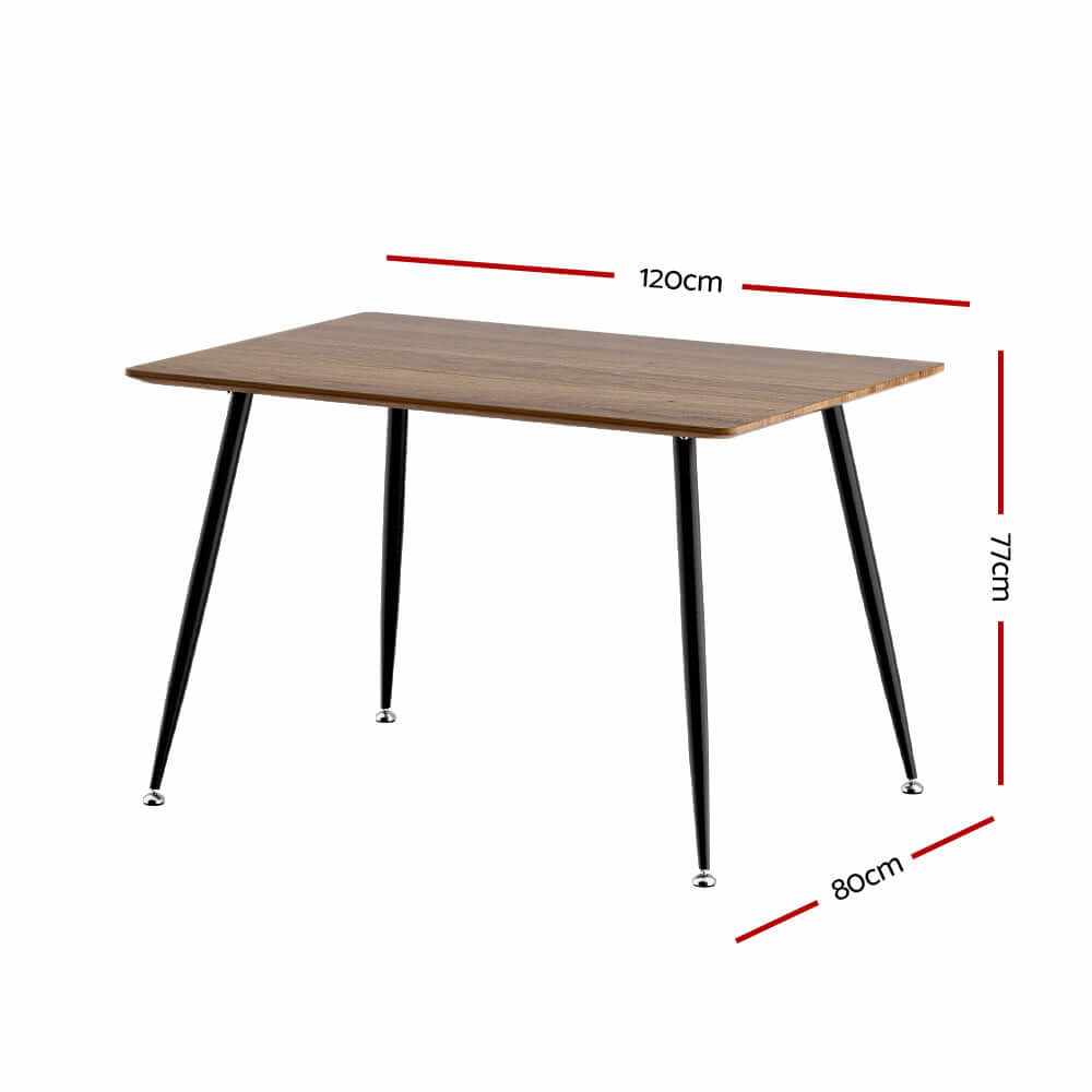 Caleb 120CM Rectangular Wooden Dining Table 4 Seater