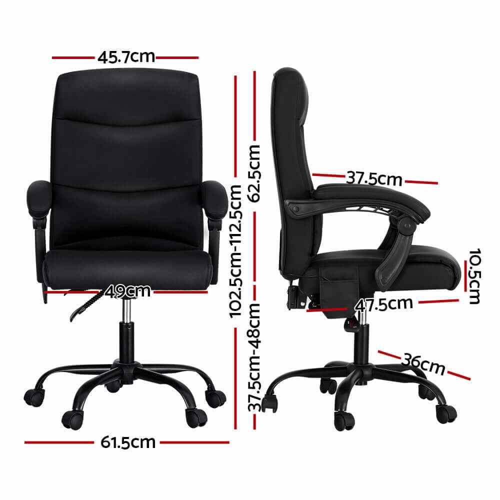 Raj 2 Point Massage Office Chair PU Leather Black