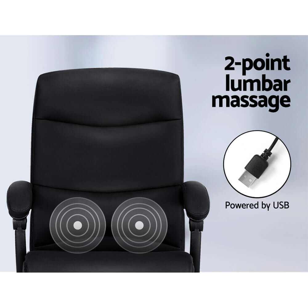 Raj 2 Point Massage Office Chair PU Leather Black