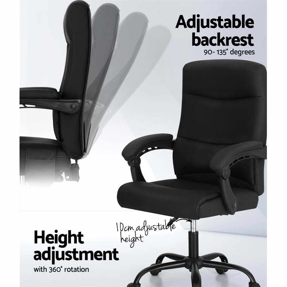 Raj 2 Point Massage Office Chair PU Leather Black