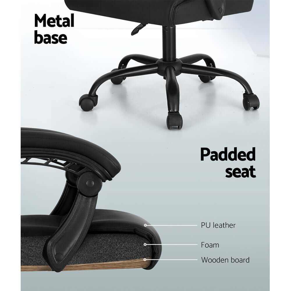 Raj 2 Point Massage Office Chair PU Leather Black