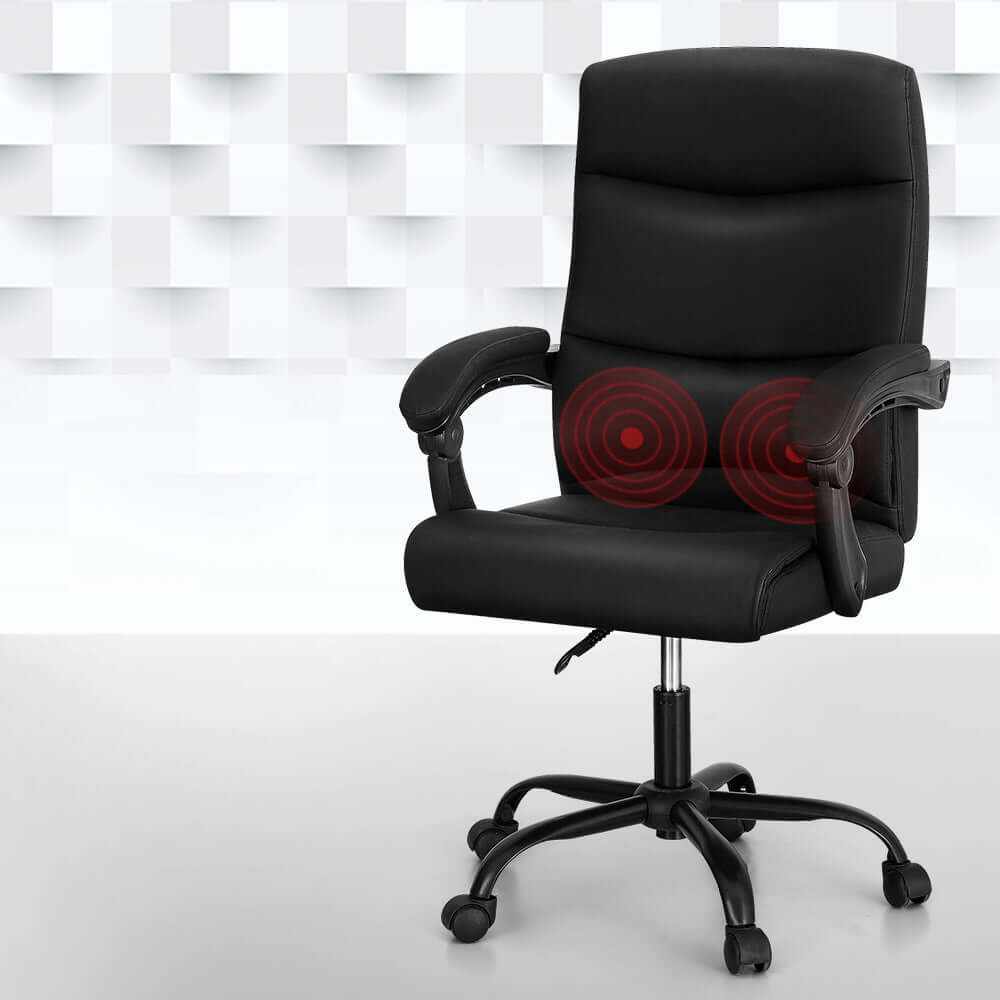 Raj 2 Point Massage Office Chair PU Leather Black