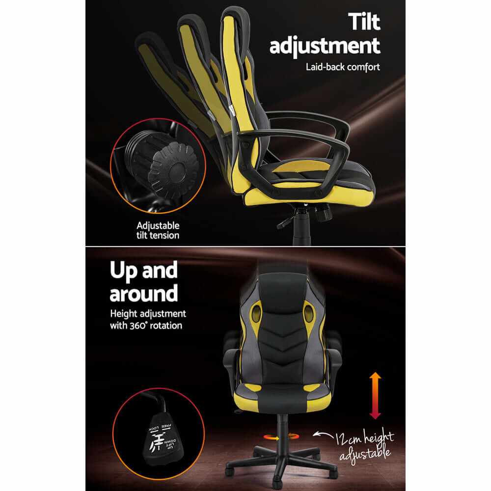 Artiss High Back Gaming Office Chair - Yellow