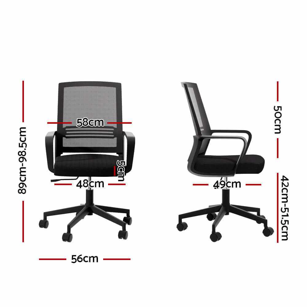 Artiss Mesh Office Chair Mid Back - Black