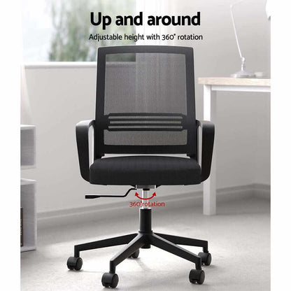 Artiss Mesh Office Chair Mid Back - Black