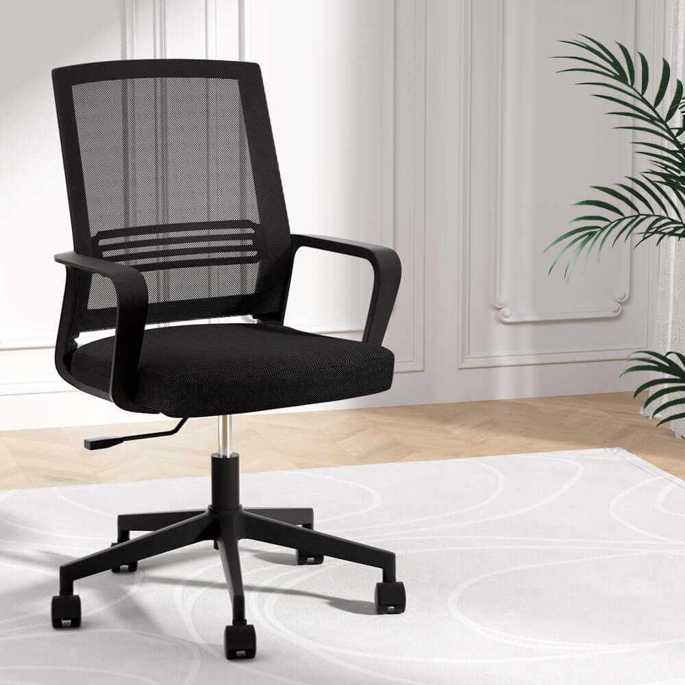 Artiss Mesh Office Chair Mid Back - Black