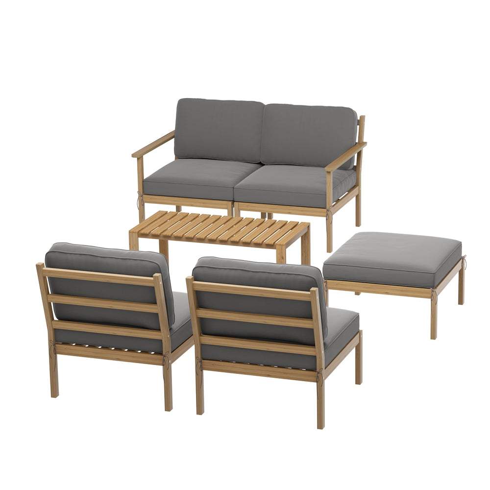 Gardeon 5-Seater Outdoor Sofa Set Wooden Lounge Setting 6PCS
