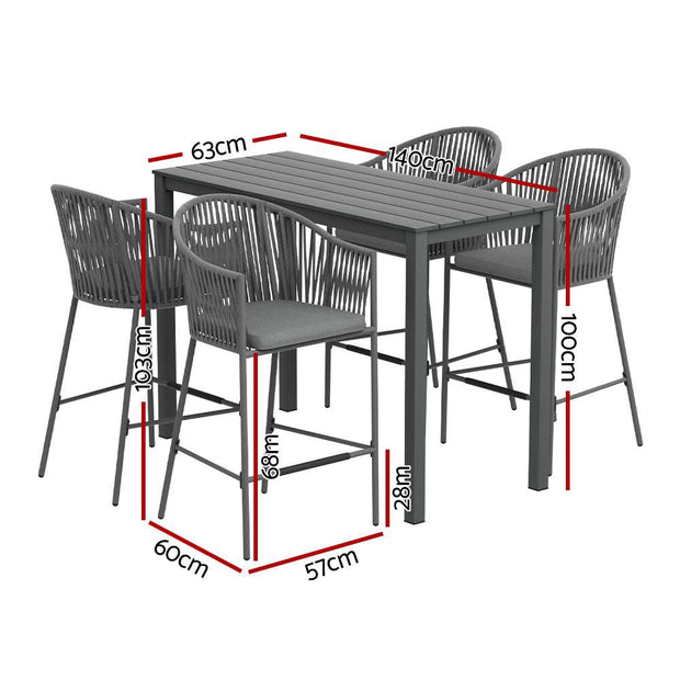 5 piece bar height patio set