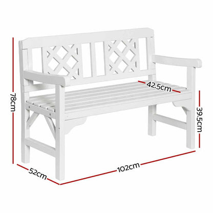 Gardeon Outdoor Garden Bench 2 Seat Patio Lounge Furniture White