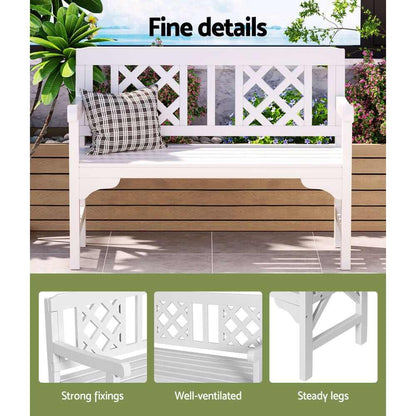 Gardeon Outdoor Garden Bench 2 Seat Patio Lounge Furniture White