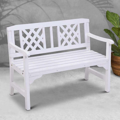 Gardeon Outdoor Garden Bench 2 Seat Patio Lounge Furniture White