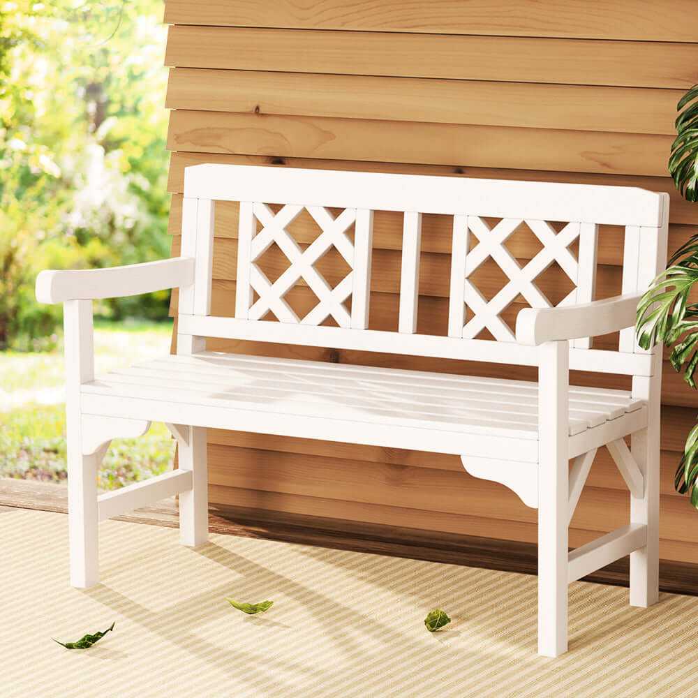 Gardeon Outdoor Garden Bench 2 Seat Patio Lounge Furniture White