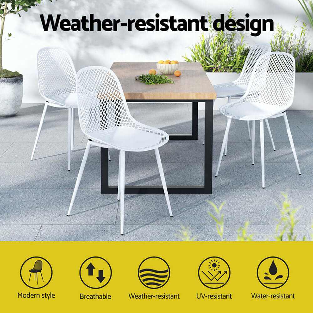 Gardeon 4PC Outdoor Dining Chairs White