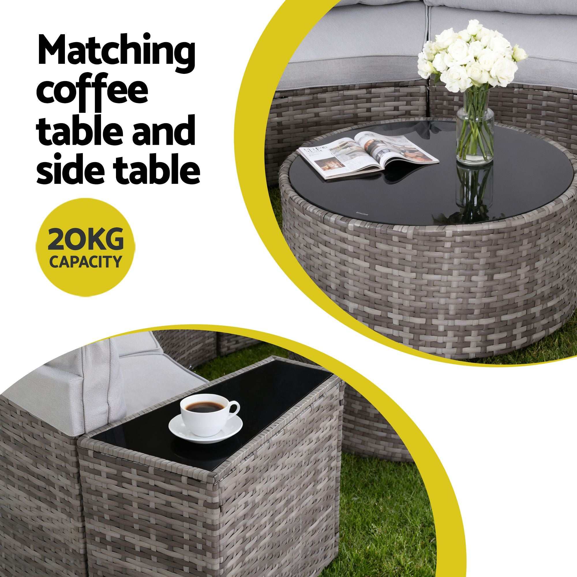 Gardeon 8 Seater Outdoor Sofa Set 11PCS Table Chair Set Garden Rattan Furniture