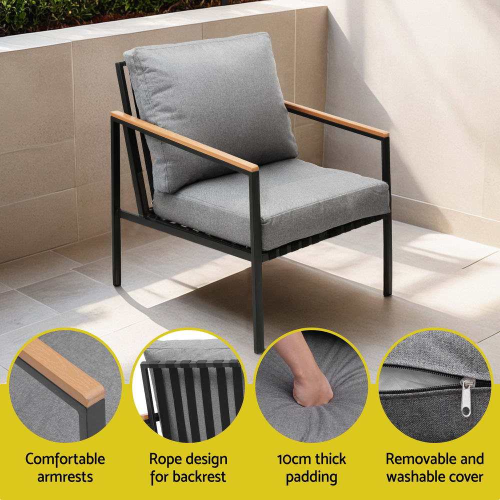 Gardeon 5 Seater Outdoor Sofa Set with cushions, featuring adjustable configuration for garden and patio use.
