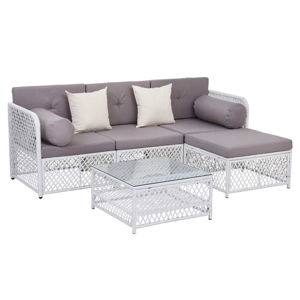 Gardeon 4 Seater Outdoor Sofa Set 5PCS Table Chair Set Garden Patio Furniture