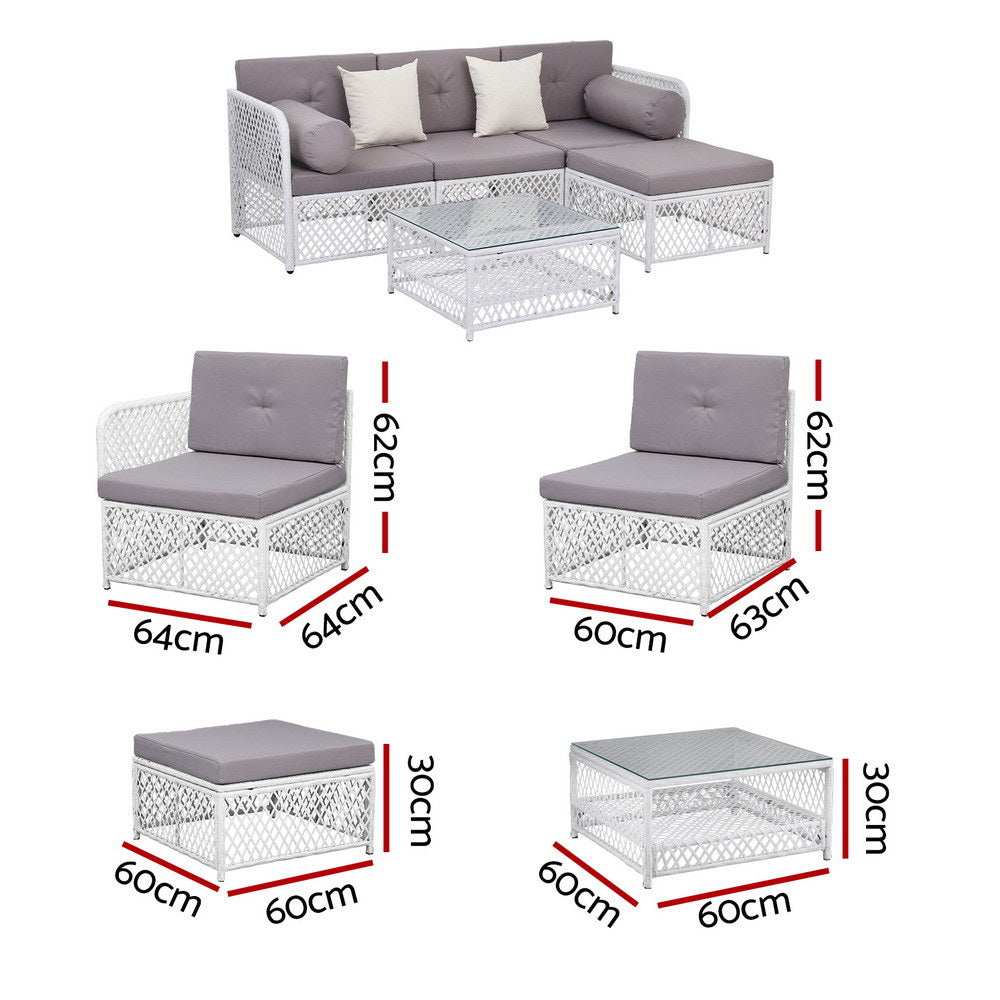 Gardeon 4 Seater Outdoor Sofa Set 5PCS Table Chair Set Garden Patio Furniture
