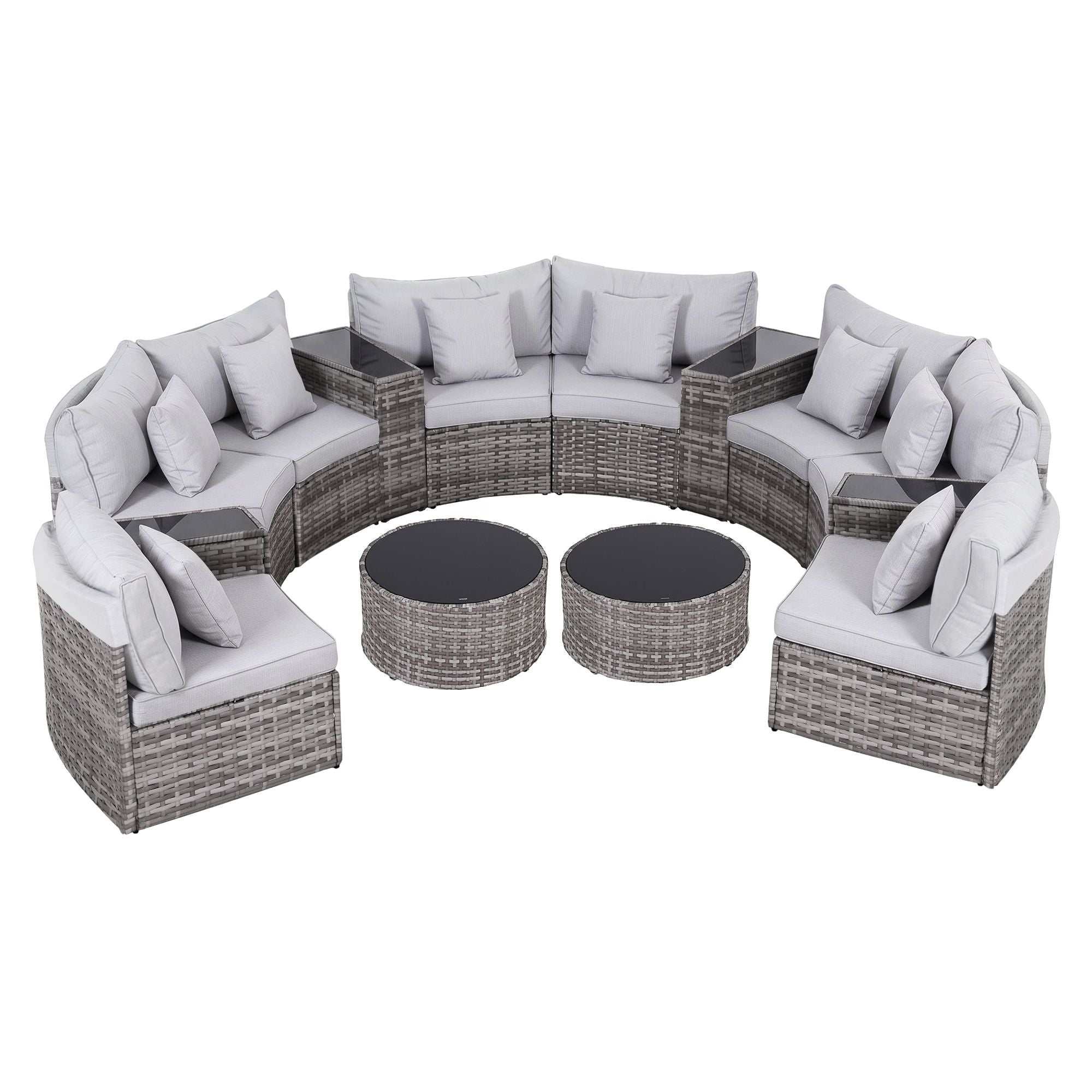 Gardeon 8 Seater Outdoor Sofa Set 14PCS Table Chair Set Rattan Patio Furniture