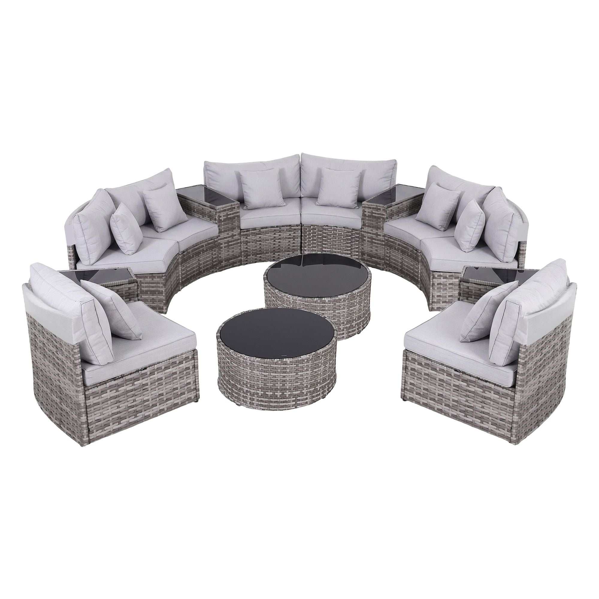 Gardeon 8 Seater Outdoor Sofa Set 14PCS Table Chair Set Rattan Patio Furniture