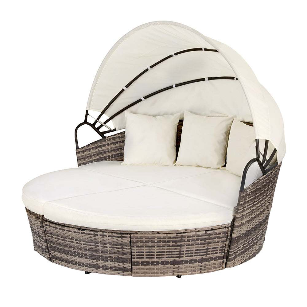 Gardeon Outdoor Day Bed Sun Lounge Patio Beige Set of 3