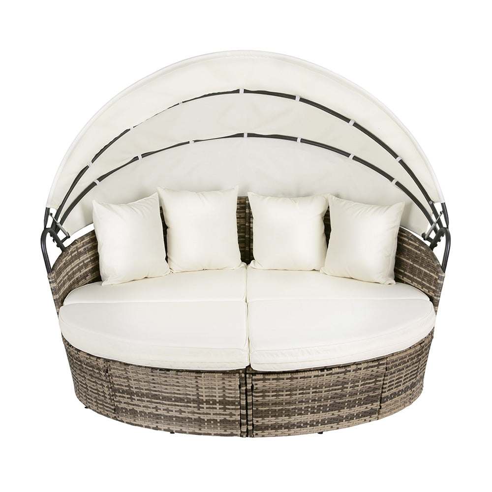 Gardeon Outdoor Day Bed Sun Lounge Patio Beige Set of 3