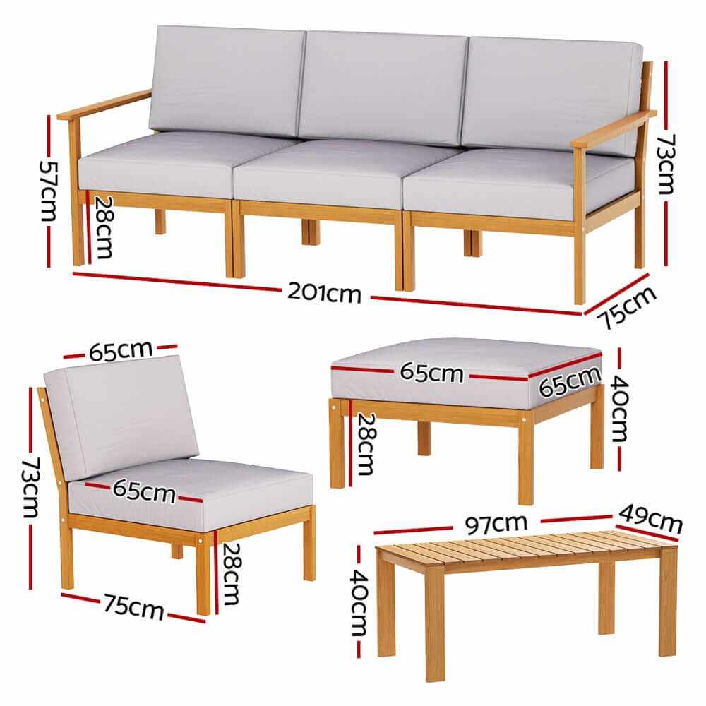 Gardeon Outdoor 5-Seater Wood Patio Set
