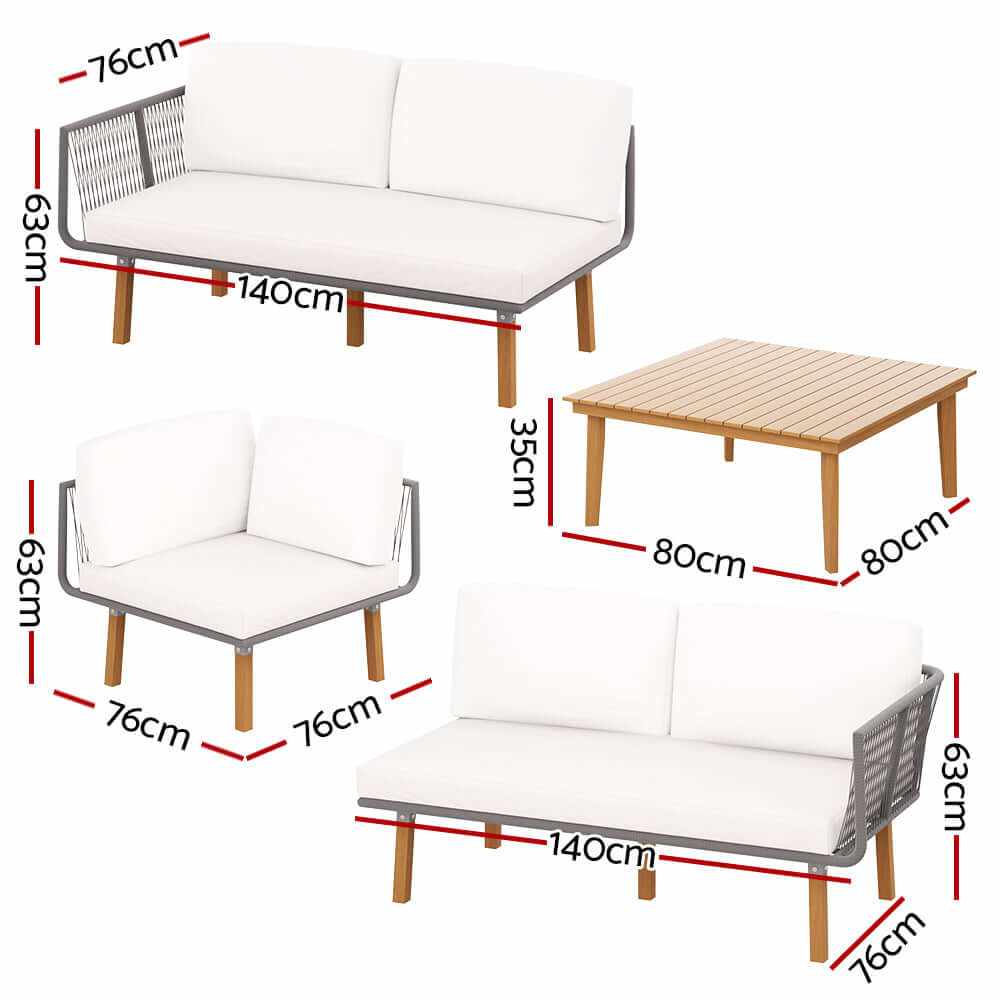 Gardeon 5-Seater Outdoor Sofa Set Wooden Lounge Setting