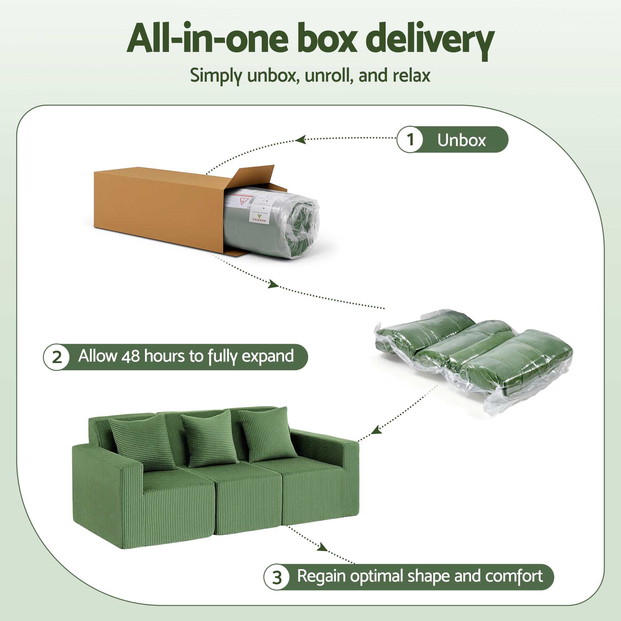 Artiss Modular 3-Seater Sofa Bed Convertible Sectional Floor Couch with Deep Seat