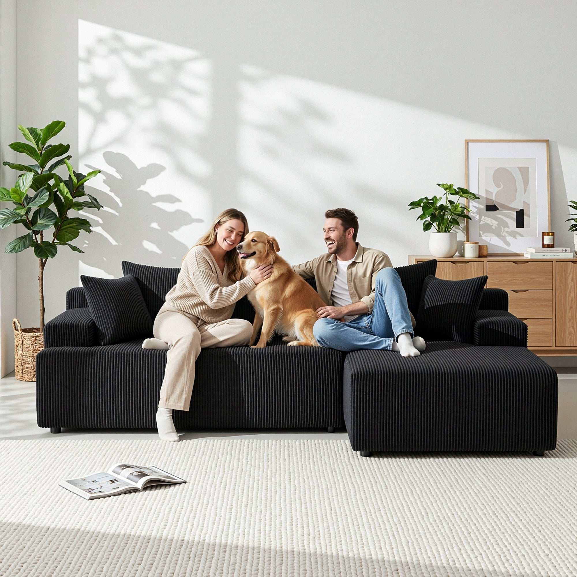 Artiss Modular Sectional Sofa Bed Convertible L-Shaped Couch with Deep Seat for Living Room