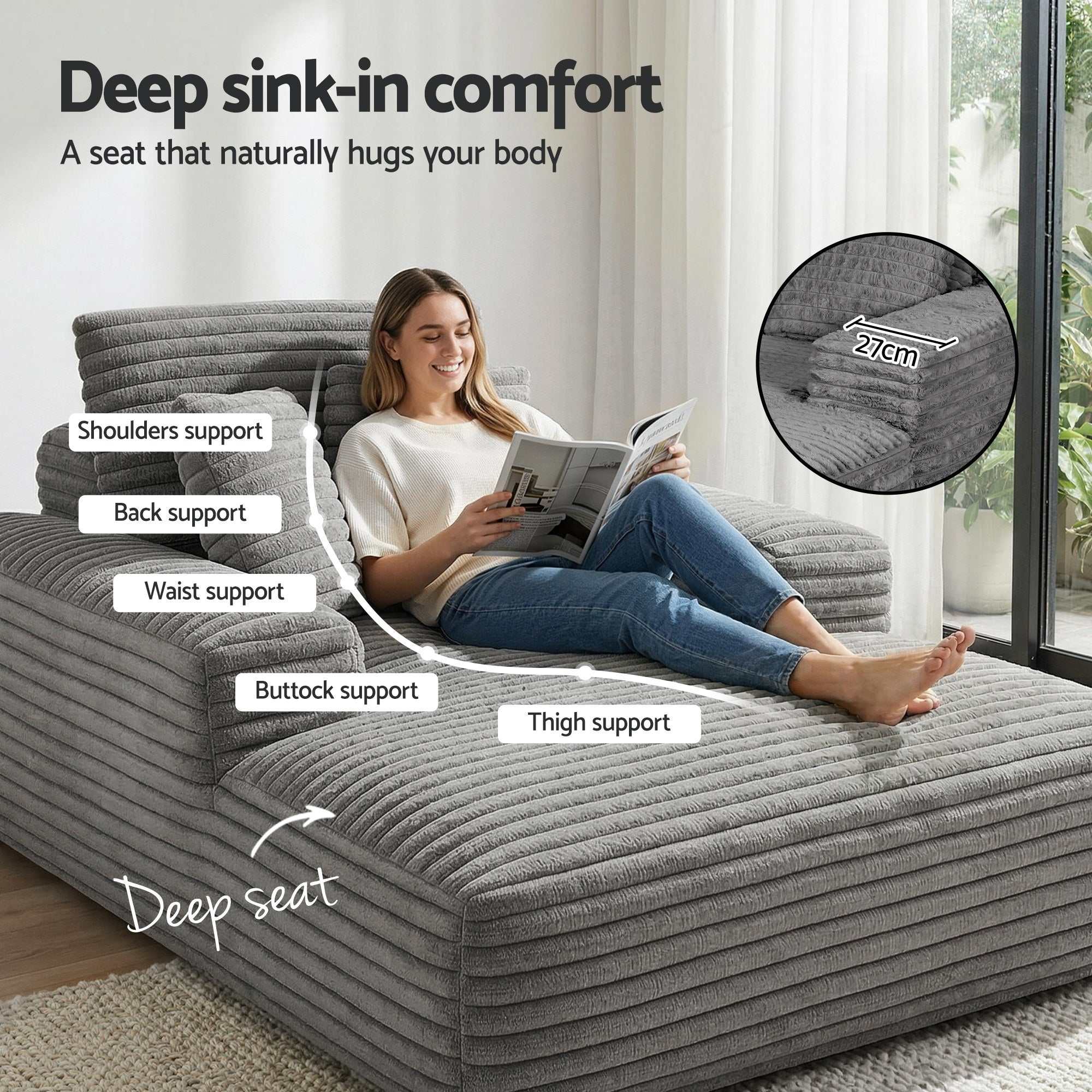 Artiss Sofa Bed Lounge Chair Sleeper Cloud Sofas