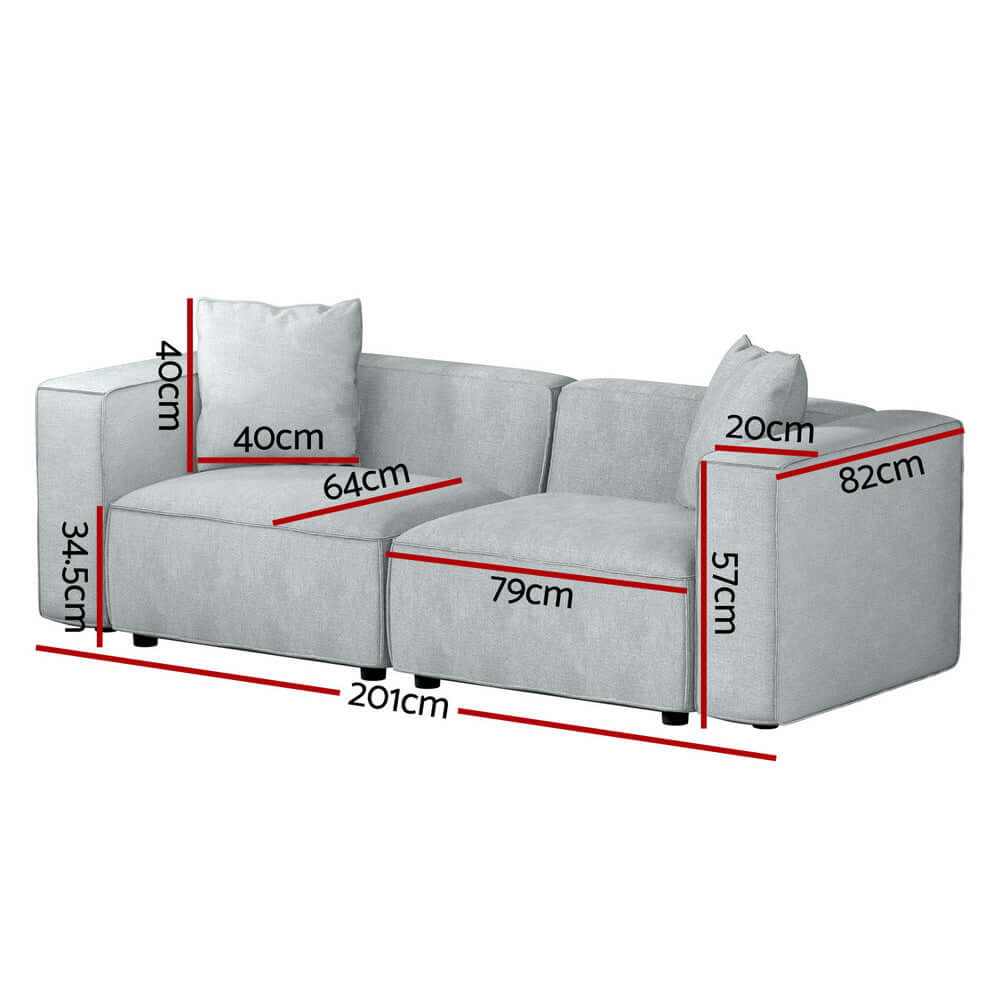 Alvin Modular 2 Seater Sofa - Grey