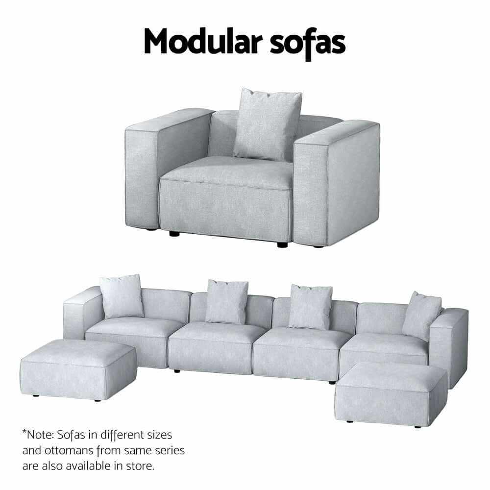 Artiss Modular 2 Seater Sofa - Grey