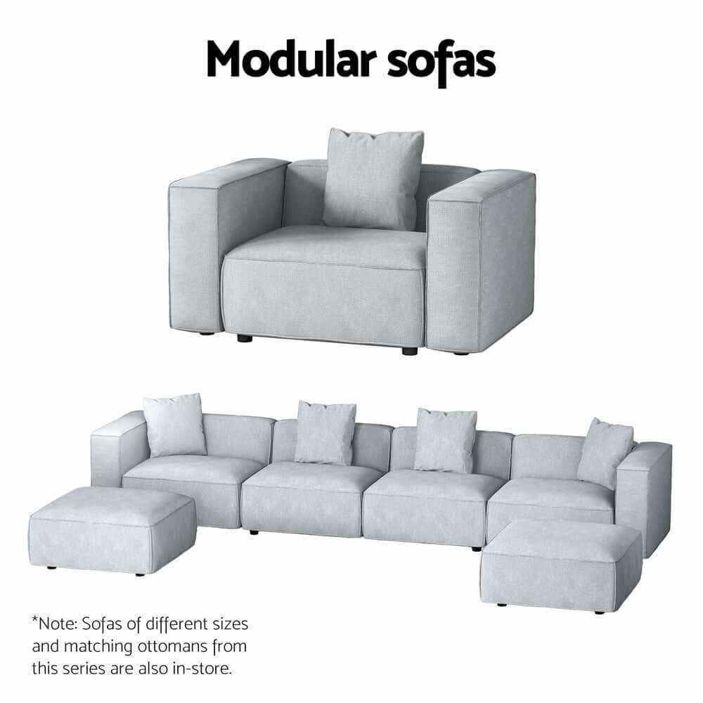 Artiss Modular 4 Seater Sofa Chaise Set - Grey