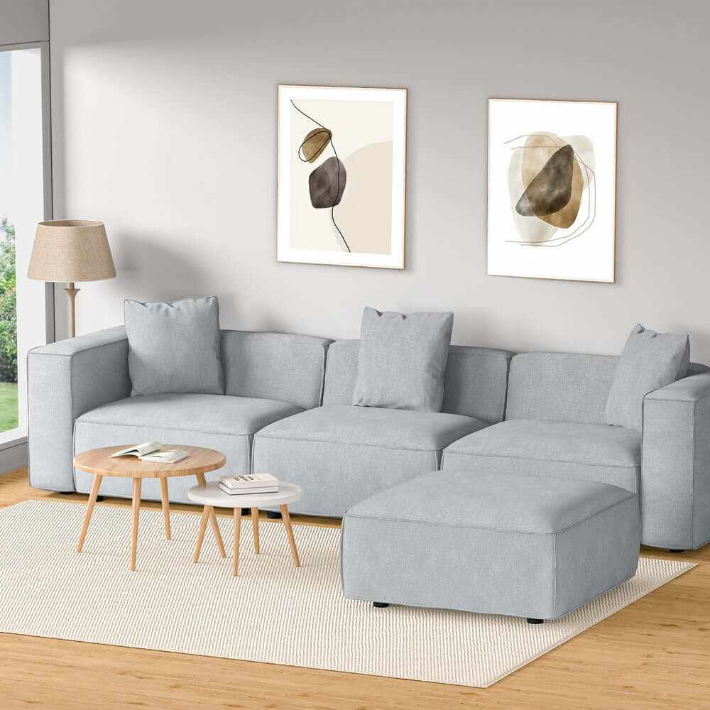 Artiss Modular 4 Seater Sofa Chaise Set - Grey