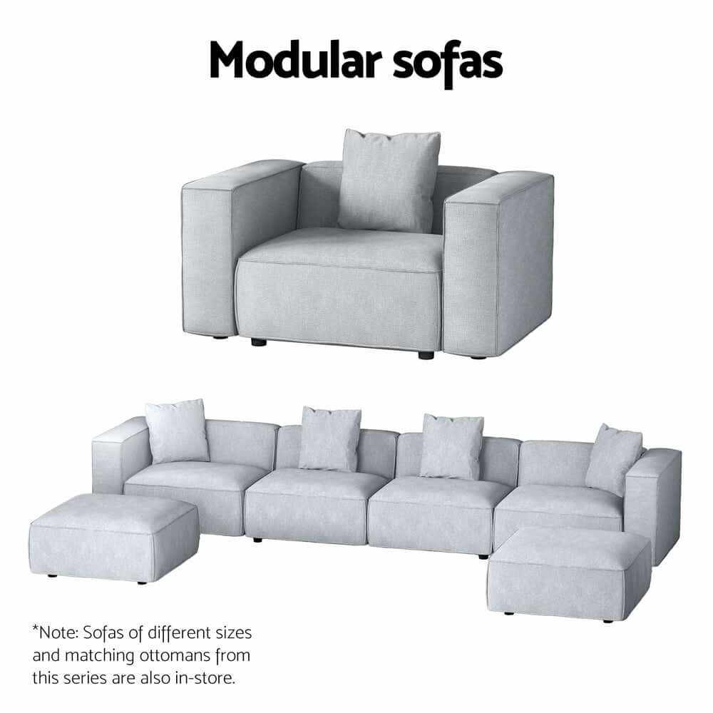 Artiss Modular Sofa Chaise Set 5-Seater Grey